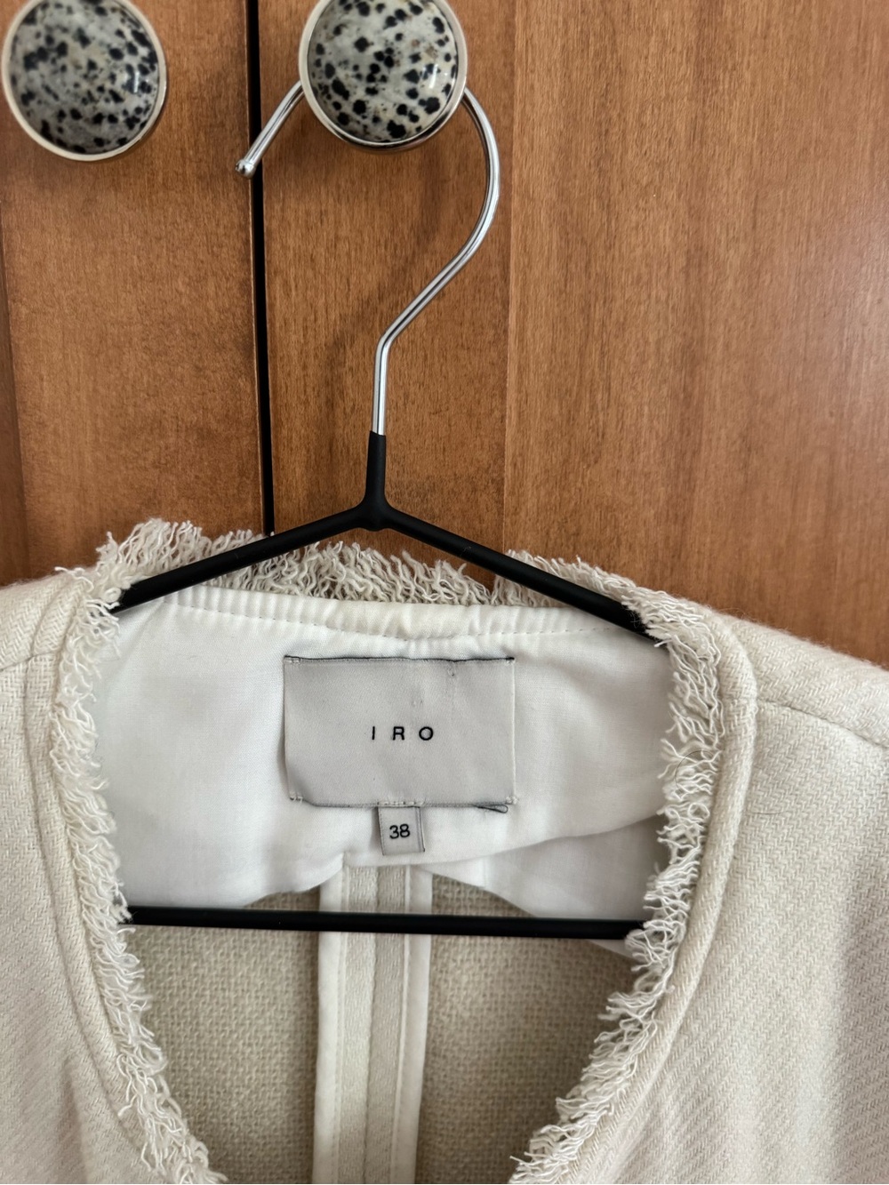 IRO Anglet Ecru Frayed Wool-Blend Jacket – Size 38/M - Picture 2 of 7